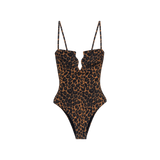 The perfect leopard printed swimsuit with a zig-zag neckline