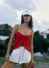 Dolci Cousteau Red Drawstring Top
