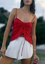 Dolci Cousteau Red Drawstring Top