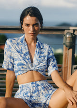 Tracino Blue Gustavia Cropped Shirt